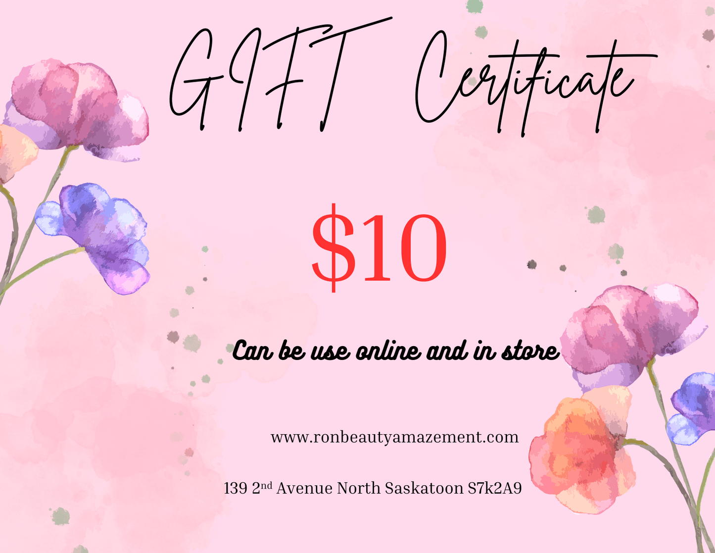 Ronbeautyamazement Gift Certificate