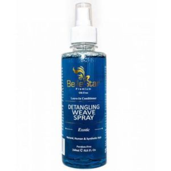 Bottle of Believe Star Detangling Weave Spray on a white background