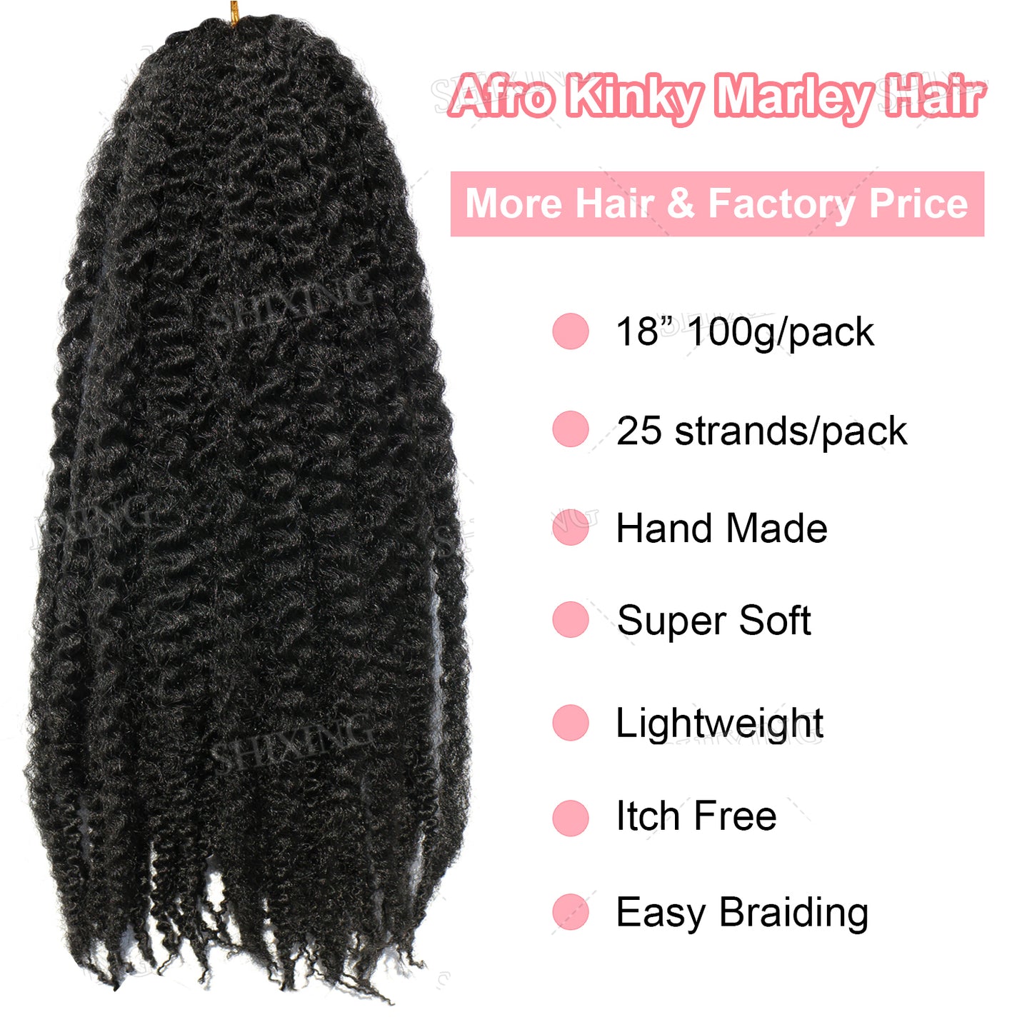 Afro Kinky Marley Hair 18 Inch – Natural Synthetic Braiding Extensions