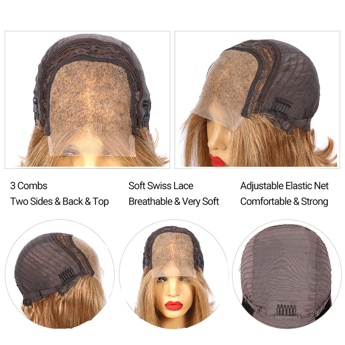 5×5 Lace Closure Straight Bob Wig – #27 Blonde (100% Human Hair)