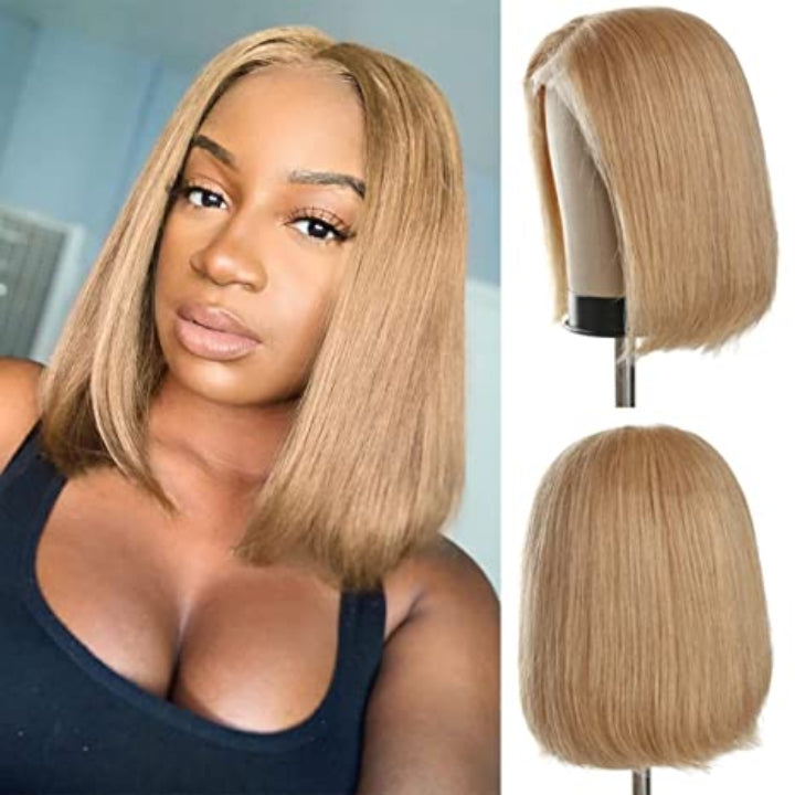 5×5 Lace Closure Straight Bob Wig – #27 Blonde (100% Human Hair)