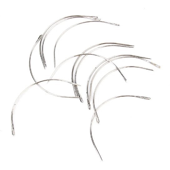 12 Pieces C Type Needle Curved Needles – Stainless Steel Weaving & Sewing Needles for Wigs, Weaves & Upholstery