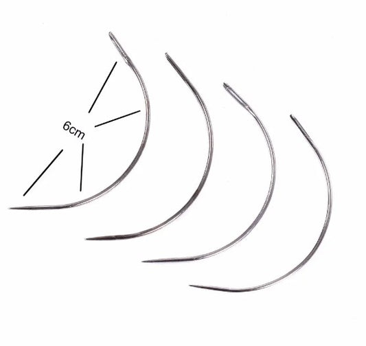 12 Pieces C Type Needle Curved Needles – Stainless Steel Weaving & Sewing Needles for Wigs, Weaves & Upholstery