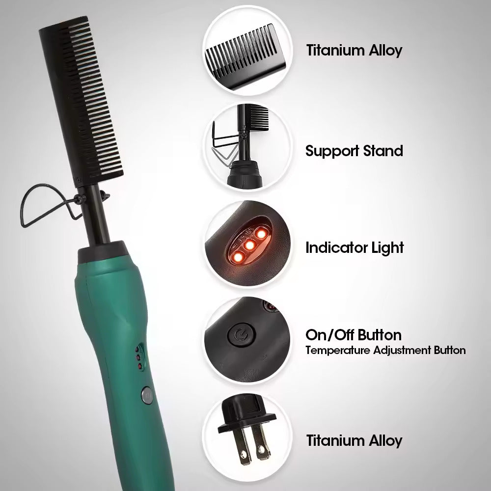 Electric Hot Comb – Straightening Heating Brush for Edges & Roots