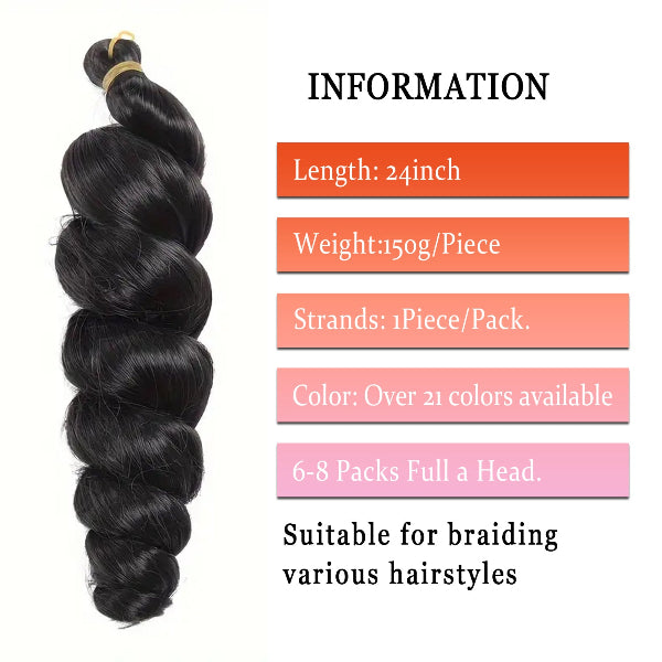 Hair extension with product details on a white background