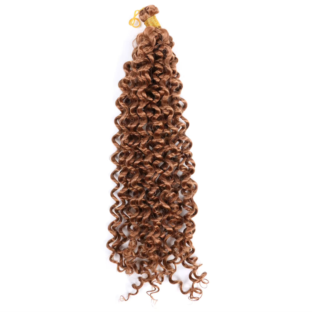 Brown curly hair extension on a white background