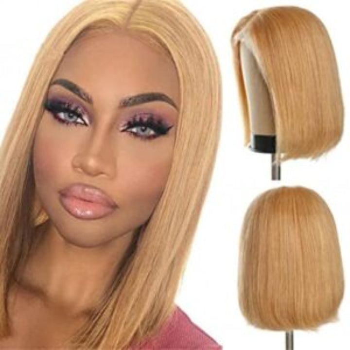 5×5 Lace Closure Straight Bob Wig – #27 Blonde (100% Human Hair)