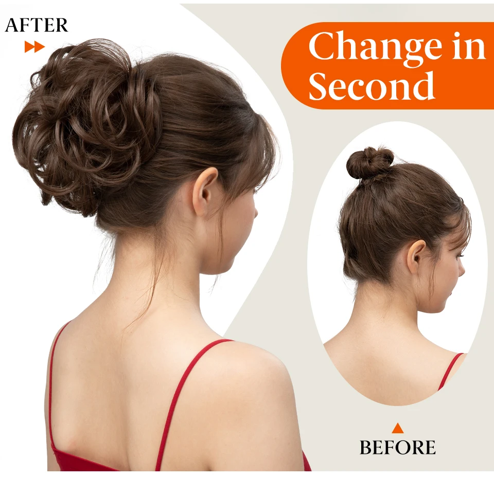 Messy Bun Hairpiece with Side Comb Clip
