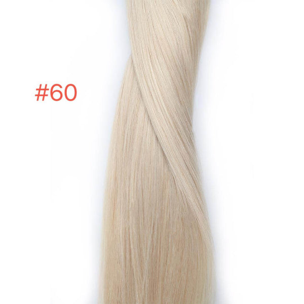 20" #60 light blonde Keratin Weft Flat Tip Hair Extension, 100% human hair for a natural look and seamless blend.
