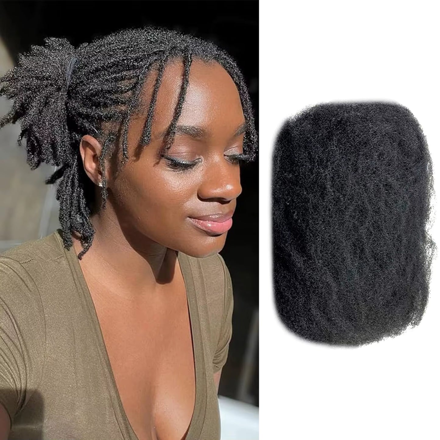 Afro Kinky Curl Bulk Human Hair – 6" 30g | 100% Human Hair #1B