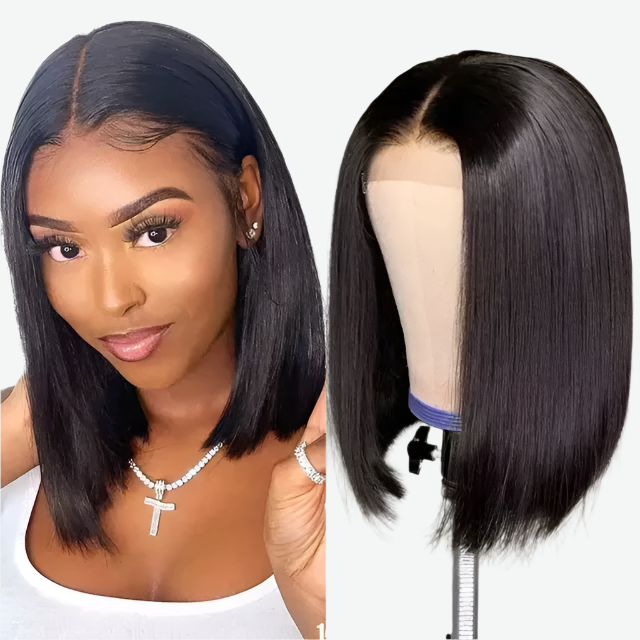 5 X 5 Straight Natural Color Bob Wig