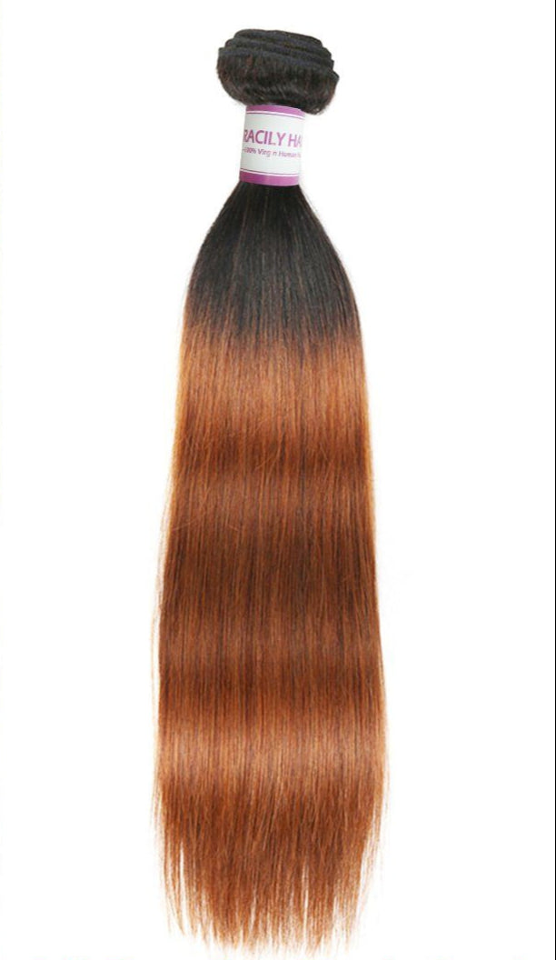1B/30 Ombre Straight Bundles – 100% Human Hair | Natural Black to Auburn Brown