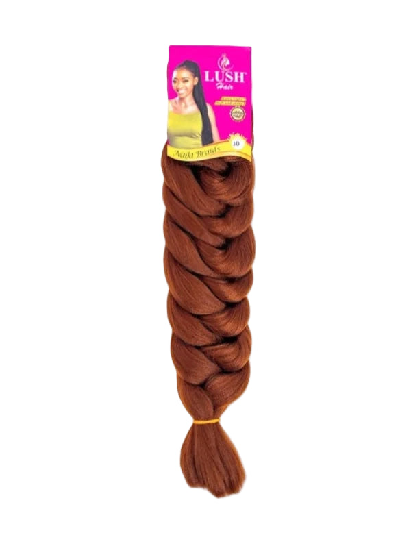 Braided hair extension with Lush label on a white background