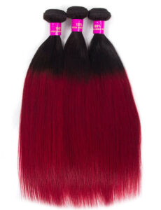 1B/BUG Ombre Straight Hair Bundles – Bold Color, Sleek Elegance.