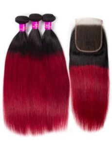 1B/BUG Ombre Straight Hair Bundles – Bold Color, Sleek Elegance.