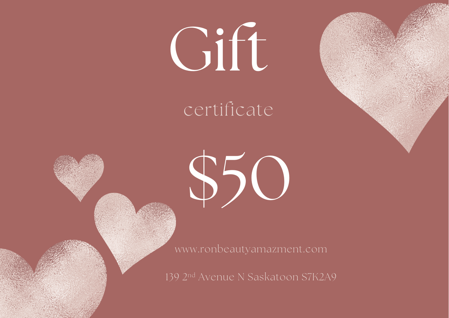 Ronbeautyamazement Gift Certificate