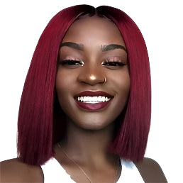 Lace Closure Straight Bob Wig in 1B99J Burgundy Ombre