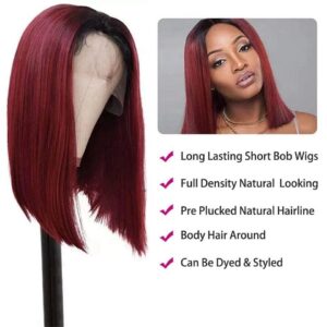 Side View of 5x5 Straight 1B99J Bob Wig – Sleek & Stylish