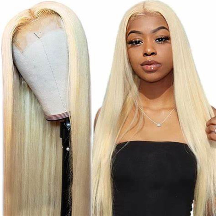 ✨ Blonde Straight 4×4 Closure Lace Wig – 100% Human Hair