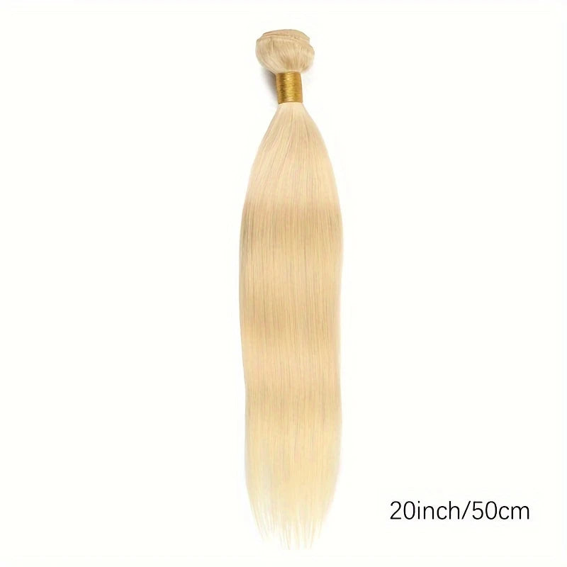 613 Blonde Straight Human Hair Bundles – 100% Virgin Hair, Soft &amp; Dye-Ready