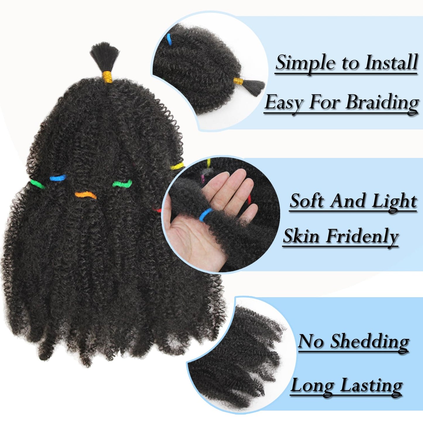 Afro Kinky – 12” Natural Synthetic Extensions | Soft & Lightweight