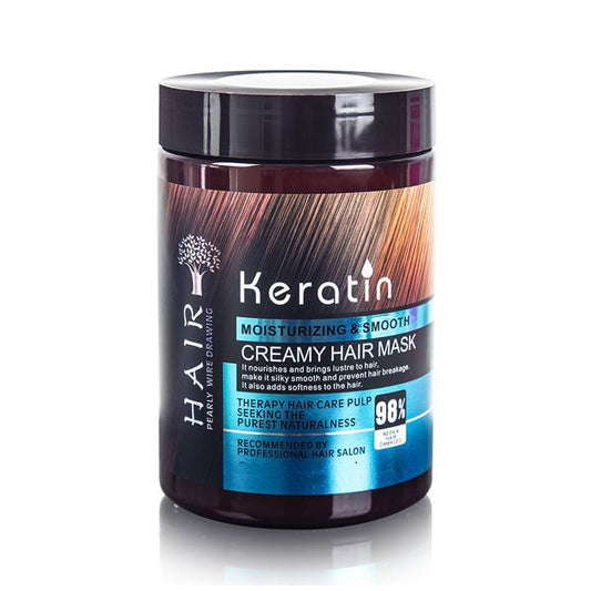 Keratin Moisturizing & Smooth Creamy Hair Mask for hair fall, 1000ml jar with nourishing formula for healthy hair.