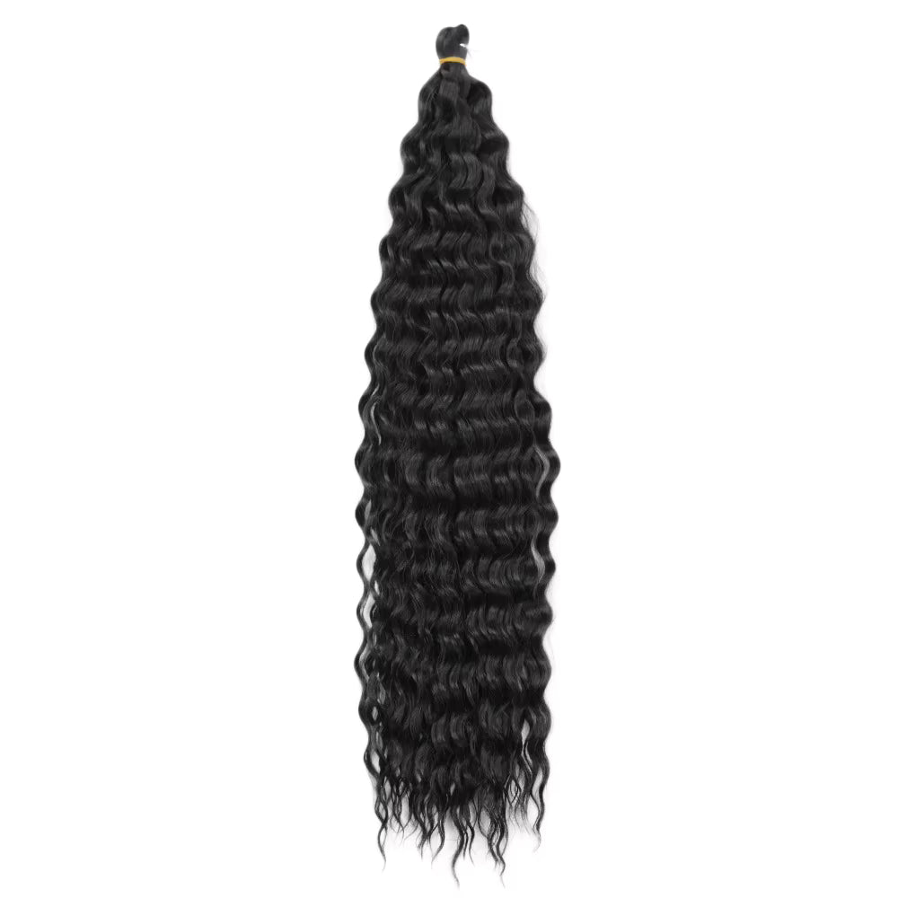 Black curly hair extension on a white background