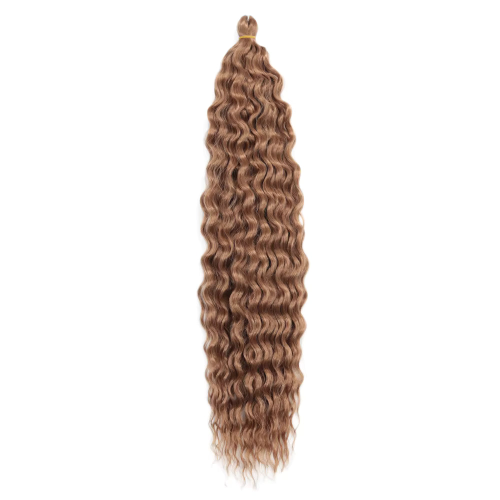 Brown curly hair extension on a white background