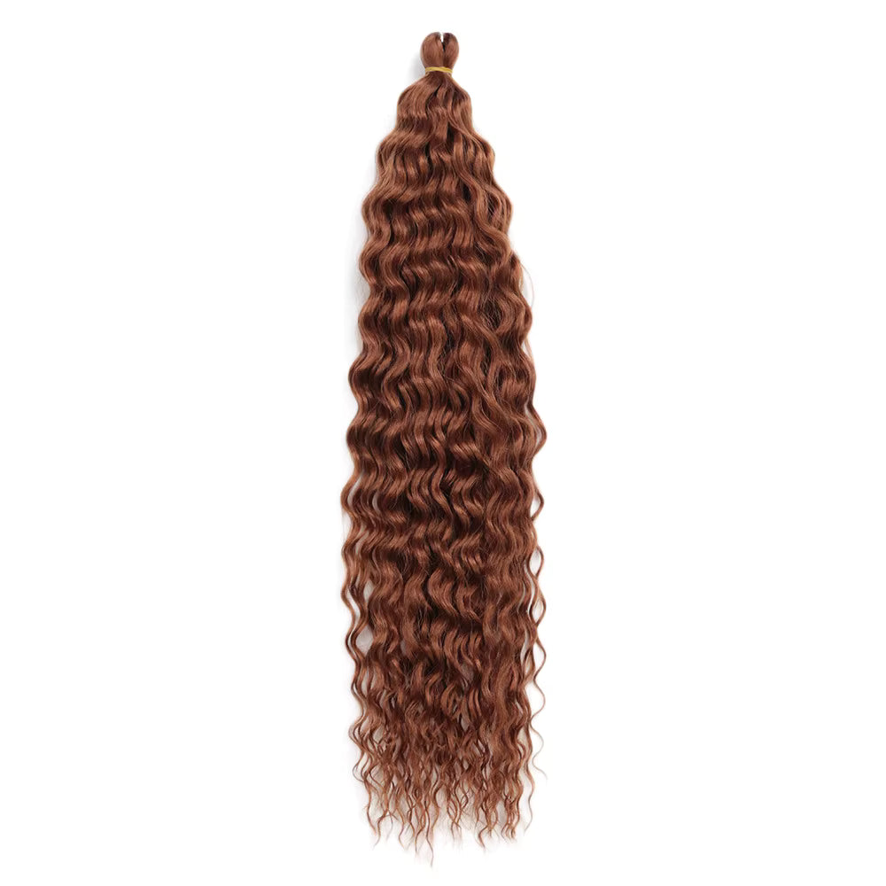 Brown curly hair extension on a white background