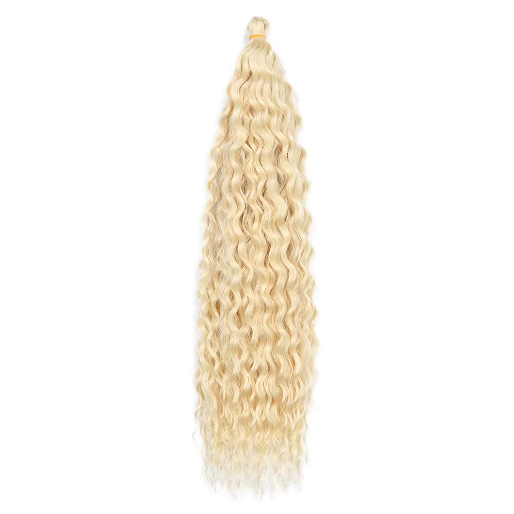 Blonde hair extension with a white background