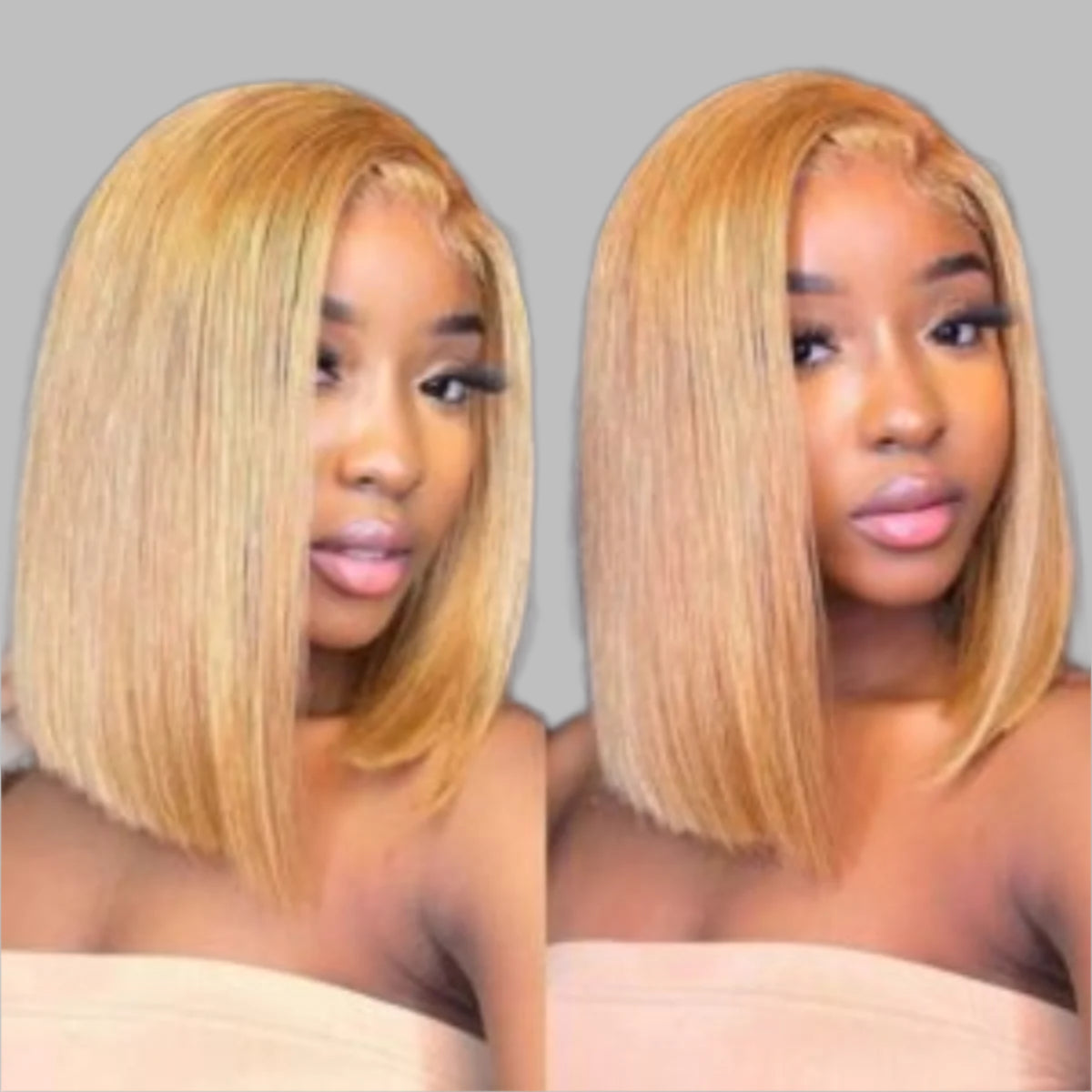 5×5 Lace Closure Straight Bob Wig – #27 Blonde (100% Human Hair)