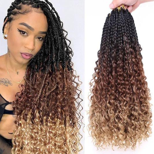 Box Braid Bohemian Crochet Hair – Pre-Looped Braids with Curly Ends