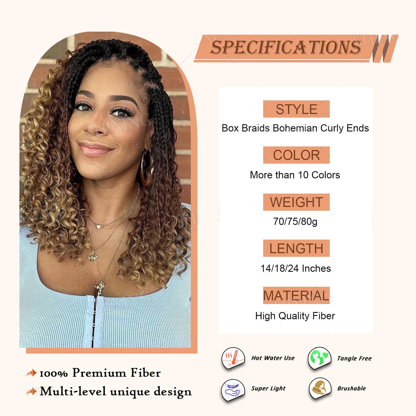 Box Braid Bohemian Crochet Hair – Pre-Looped Braids with Curly Ends
