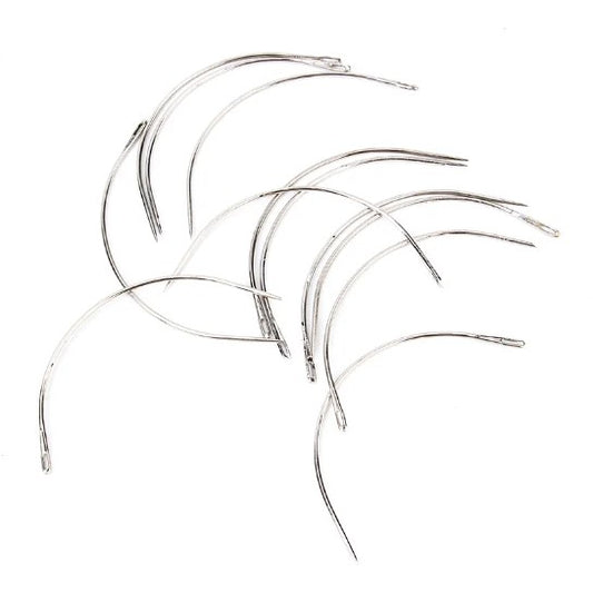 12 Pieces C Type Needle Curved Needles – Stainless Steel Weaving &amp; Sewing Needles for Wigs, Weaves &amp; Upholstery