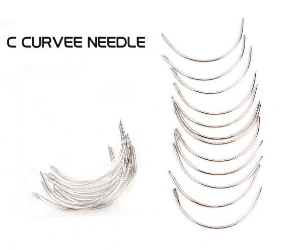 12 Pieces C Type Needle Curved Needles – Stainless Steel Weaving &amp; Sewing Needles for Wigs, Weaves &amp; Upholstery