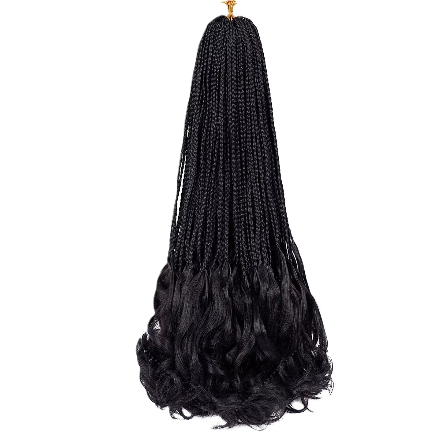 French Curly Box Braids Hair 24 Inch – Natural Synthetic Crochet Hair