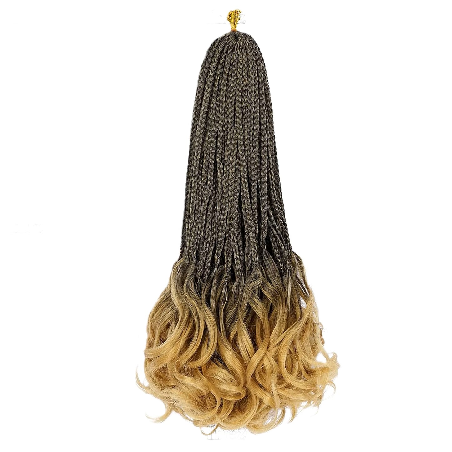 French Curly Box Braids Hair 24 Inch – Natural Synthetic Crochet Hair