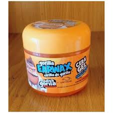 Gorilla Earwax Hair Wax Gel in orange container for extreme hold, sleek shine, and custom fit, perfect for all hair types.
