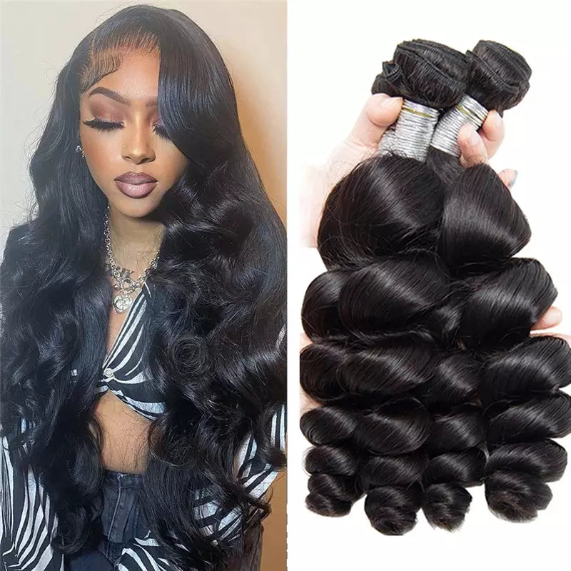 100% Human Hair Loose Wave Weft– Soft, Lush, and Long-Lasting Virgin Hair Bundles