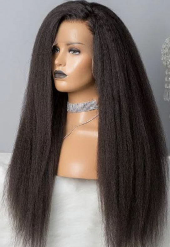 Kinky Straight 4×4 Lace Closure Wig – 100% Human Hair | Natural Texture & Volume