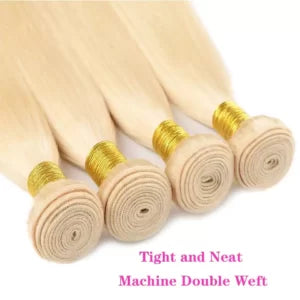 613 Blonde Straight Human Hair Bundles – 100% Virgin Hair, Soft &amp; Dye-Ready