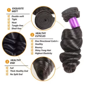 100% Human Hair Loose Wave Weft– Soft, Lush, and Long-Lasting Virgin Hair Bundles