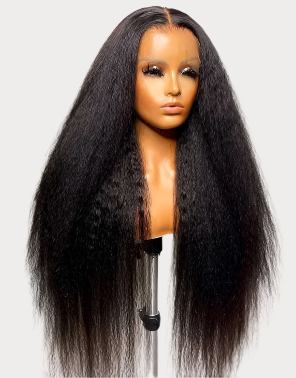 Kinky Straight 4×4 Lace Closure Wig – 100% Human Hair | Natural Texture & Volume