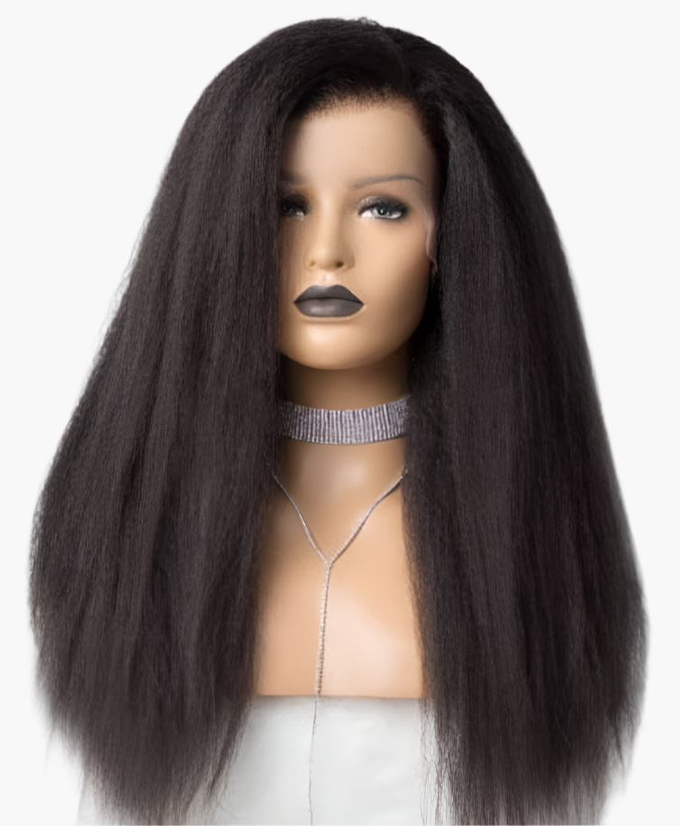Kinky Straight 4×4 Lace Closure Wig – 100% Human Hair | Natural Texture & Volume