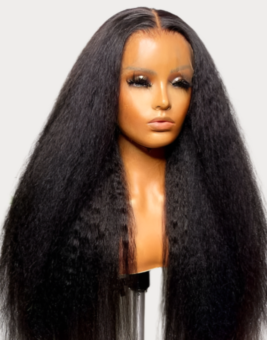 Kinky Straight 4×4 Lace Closure Wig – 100% Human Hair | Natural Texture & Volume