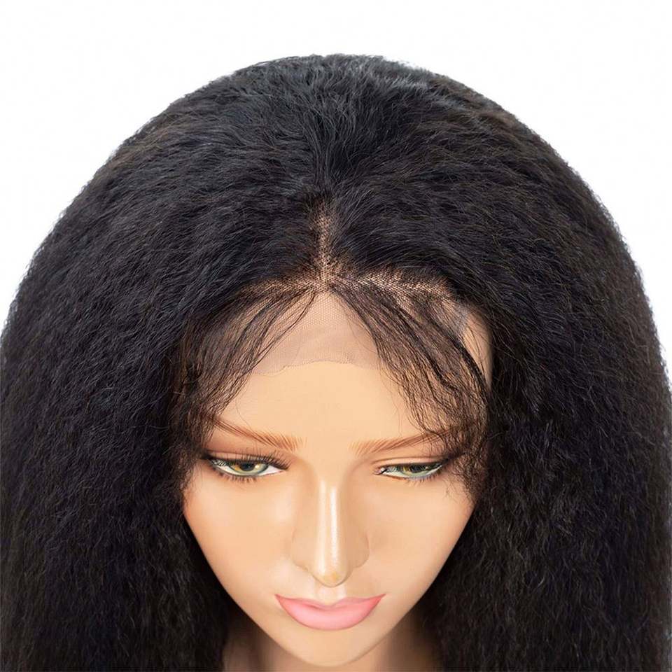 Kinky Straight 4×4 Lace Closure Wig – 100% Human Hair | Natural Texture & Volume