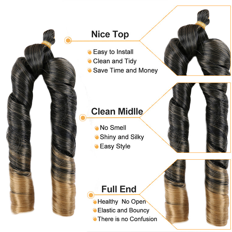 Loose Wavy Curls Hair 24 Inch – Soft Natural Synthetic Extensions