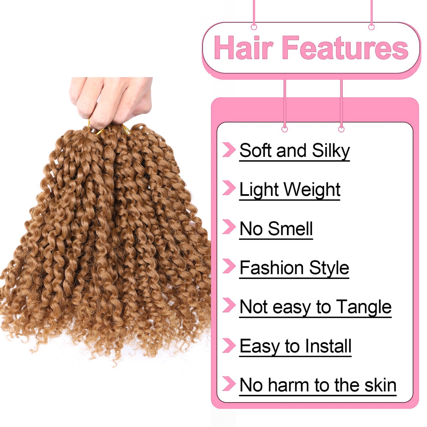 Marlybob Crochet Hair 8 Inch – Soft Natural Synthetic Curls