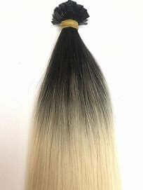 20" keratin weft flat tip hair extension in a natural ombre style, featuring 100% human hair for seamless blending.