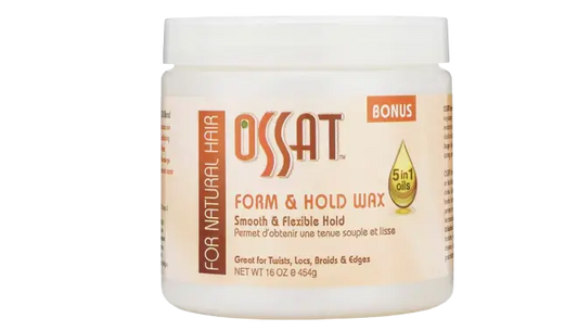 Ossat Form & Hold Wax for natural hair, sulfate-free styling with smooth hold, ideal for all styles.